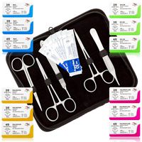 Mixed Suture Threads with Needle + Tools for Medical Student's Suture Kit, Practice Suturing; Surgical Training, First Aid Emergency Demo, Vet Use (12 Mixed Sutures 2-0,3-0, 4-0 + 12 Tools) 24PK Total