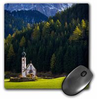 3dRose Saint Johann Church, Dolomites, Val di Funes, Italy, Mouse Pad, 8" by 8" (mp_227446_1)