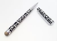 SANOXY 2 in 1 Dual Function Conductive Microfiber Fabric Capacitive Stylus Rollerball Ink Pen (DUO LEOPARD BLACK/WHITE)