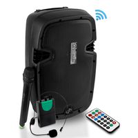 Wireless Portable PA Speaker System - 1000W Rechargeable Battery Powered Bluetooth Compatible Active Outdoor Speaker - USB SD MP3 AUX RCA FM Radio - 35mm Mount Microphone Transmitter - Pyle PPHP109WMU