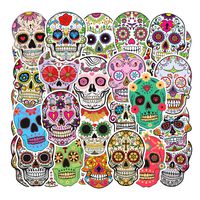 50Pcs Sugar Skull Stickers Pack 50pcs Laptop Skull Decals Dia de Los Muertos Mexican Day of The Dead Sticker Bomb Water Bottle Luggage Bike Computer Skateboard Vinyl Decal Pack