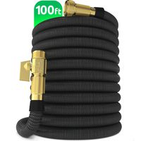 Nifty Grower 100ft Garden Hose - New Expandable Water Hose with Double Latex Core 3/4" Solid Brass Fittings Extra Strength Fabric - Flexible Expanding Hose with Storage Bag for Easy Carry