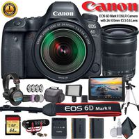 Canon EOS 6D Mark II DSLR Camera with 24-105mm f/3.5-5.6 Lens (International Model) (1897C021) W/Bag, Extra Battery, LED Light, Mic, Filters, Tripod, Monitor and More - Professional Bundle