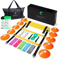 Shift Fitness Agility & Speed Ladder Training Set- Increase Speed with 20 ft/12 Rung Agility Ladder, 10 Cones, 5 Latex-Free Resistance Bands, Carry Bag, Speed Jump Rope and Footwork Drills Equipment
