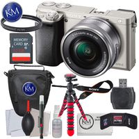 Sony a6000 Mirrorless Camera Bundles (Essential Striker Bundle, Silver 16-50mm Lens)
