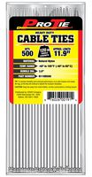 Pro Tie N11HD500 11.9-Inch Heavy Duty Standard Cable Tie, Natural Nylon, 500-Pack