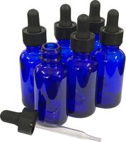 1oz Blue Glass Dropper Bottles (6 pack) (6 Pack, Blue)