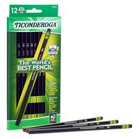 Ticonderoga Pencils, Wood-Cased Graphite, #2 HB Soft, Black, 12-Pack (13953)