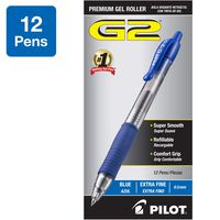 PILOT G2 Premium Refillable & Retractable Rolling Ball Gel Pens, Extra Fine Point, Blue Ink, 12 Count (31003)