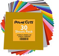 Permanent Adhesive Backed Vinyl Sheets by PrimeCuts USA - 30 Vinyl Sheets 12" x 12" - 30 Assorted Color Sheets for Cricut, Silhouette Cameo, and Other Craft Cutters