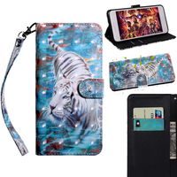 MGVV [Moto E5 Plus] Case, [Wallet Stand] Painting Colour Kickstand Credit Cards Slot Cash Pockets PU Leather Flip Wallet Case for Motorola Moto E5 Plus Tiger