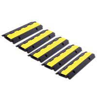 FCOME 5 Pack Rubber Cable Ramp Hose Cable Protector Ramp 1 Channel 22000Lbs Load Capacity Traffic Speed Bump Wires Power Lines Extension Cord Cover for Indoor Outdoor