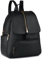 Leather Backpack, COOFIT Black Leather Backpack Women SchoolBag Casual Daypack