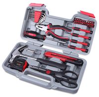 Cartman Red 39-Piece Cutting Plier Tool Set - General Household Hand Tool Kit with Plastic Toolbox Storage Case