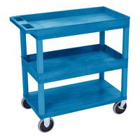 Luxor/H.Wilson Luxor HD High Capacity 2 Tub and 1 Flat Shelf Cart in Blue (EC112HD-BU)