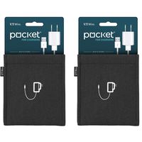 UT Wire Pocket Mobile Charger Case Pouch Bag Organzier (Black) - 2 Pack