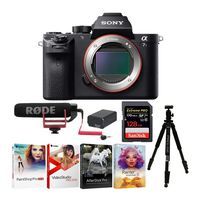 Sony Alpha a7SII Digital Camera (Body Only) with Rode GO Lightweight Microphone and 128GB Accessory Bundle