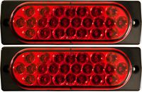2x Surface Mount Red LED Strobe Lights 6" Oval Tail Light Strobes