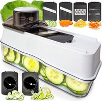Fullstar Mandoline Slicer Spiralizer Vegetable Slicer - Veggie Slicer 6-in-1 Mandoline Food Slicer with Julienne Grater - Cheese Slicer V Slicer Mandoline Cutter - Vegetable Cutter Zoodle Maker