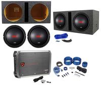 (2) Boss Audio CXX124DVC 12" 2400w Subwoofers+Vented Box+Mono Amplifier+Amp Kit