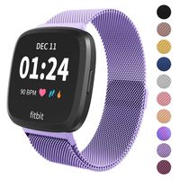 Limque Magnetic Bands Compatible with Fitbit Versa/Versa 2/Versa Lite/SE, Women Men Metal Adjustable Replacement Wristband for Fitbit Versa Smart Watch Multi-Color (Lavender, Large)