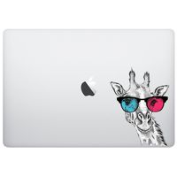 Laptop MacBook Sticker - Giraffe with 3D Glasses Funny - Matte Black Skins Stickers