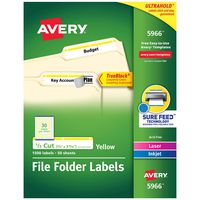 Avery Yellow File Folder Labels for Laser and Inkjet Printers with TrueBlock Technology, 2/3 inches x 3-7/16 inches, Box of 1500 (5966)