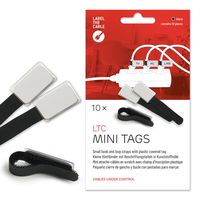 Cable Management Cable Ties with Labels, 10 PCS, Black - Reusable Hook and Loop Cable Labels, Cord Organizer for Travel, Wire Management, Wire Labels, Cord Labels, Cable Tags - LTC 2510 MINI TAGS