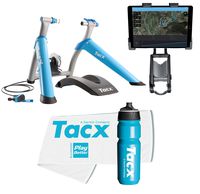 TacX Satori Smart Trainer Bundle with TacX/PlayBetter Premium 750ml Cycling Water Bottle, Handlebar Tablet Mount & Large Trainer Towel | Manual Control, Magnetic Brake | Indoor Cycling