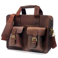 Genuine Leather Briefcase Messenger Bag for 15.6-Inch Laptop, Shoulder Satchel