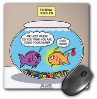 3dRose Mouse Pad Fishbowl Rebellion - a Young Fish Decides to Run Away from Home, 8 x 8" (mp_266806_1)