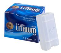 ASP AA 1.5V Lithium Batteries, Storage Case Included, 12-Pack