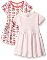 Touched by Nature Girls, Toddler, and Baby Organic Cotton Short-Sleeve Dresses, Flower, 12-18 Months