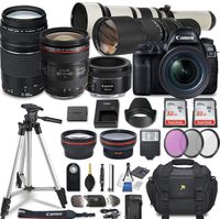 Canon EOS 5D Mark IV DSLR Camera w/ 7 Lens Bundle Including EF 24-70mm f/4L is USM + 2.2X Telephoto & 0.43x Aux Wide Angle Lens + 2Pcs 32GB SD + Accessories with Premium Commander Kit (32 Items)