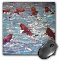 3dRose LLC 8 x 8 x 0.25 Inches Mouse Pad, Dolphins Club Meeting, Seven Dolphins Swim in The Blue Sea (mp_66371_1)