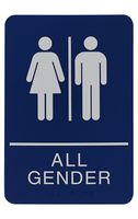 Headline Sign All Gender Restroom Sign, 6 x 9 Inches, ADA, Blue and White (9465)