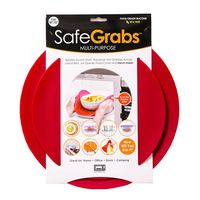 Safe Grabs: Multi-Purpose Silicone Original Microwave Mat as Seen on Shark Tank | Splatter Guard, Trivet, Hot Pad, Pot Holder, Minimize Mess (BPA Free, Heat Resistant, Dishwasher Safe), Set of 2, Red