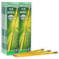 TICONDEROGA Pencils, Wood-Cased, Unsharpened, Graphite #2 HB Soft, Yellow, 96-Pack (13872)
