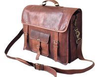 18 Inch Vintage Men's Brown Handmade Leather Briefcase Best Laptop Messenger Bag Satchel for Men Gifts for him and her