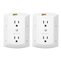 Cable Matters 2-Pack 3 Sided 6 Outlet Splitter Grounded Outlet Extender Wall Tap