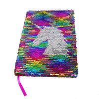 Poitemsic Unicorn Girls Sequin Notebook Rainbow To Silver Reverse Sequins Journal For Children Diaries School Supplies - 160 Pages