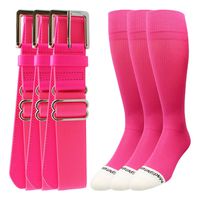 MadSportsStuff Pro Line Baseball Socks and Belt Combo (Neon Pink 3 Pack, Medium)
