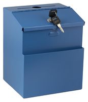 Adir Wall Mountable Steel Suggestion Box with Lock - Donation Box - Collection Box - Ballot Box - Key Drop Box (Blue) with 25 Suggestion Cards