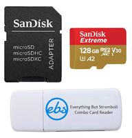 SanDisk 128GB SDXC Micro Extreme Memory Card and SD Adapter Bundle Works with Samsung Galaxy S10, S10+, S10e Phone Class 10 A2 (SDSQXA1-128G-GN6MA) Plus (1) Everything But Stromboli (TM) Card Reader
