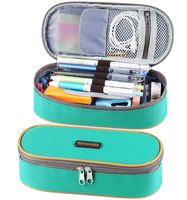 Homecube Pencil Case Big Capacity Pencil Bag Makeup Pen Pouch Durable Students Stationery with Double Zipper Pen Holder for School/Office, Green