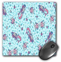3dRose LLC 8 x 8 x 0.25 Inches Mouse Pad, Aqua and Pink Mermaids and Fish (mp_39645_1)