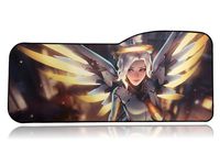 Overwatch Extended Size Custom Professional Gaming Mouse Pad - Anti Slip Rubber Base - Stitched Edges - Large Desk Mat - 28.5" x 12.75" x 0.12" (Curve, Mercy)