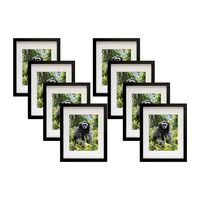 Golden State Art, Set of 8,11x14 Black Photo Frame with Real Glass and White Mat for 8x10 Picture (Pack of 8)