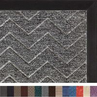 Gorilla Grip Original Durable Rubber Door Mat, 29x17, Heavy Duty Doormat, Indoor Outdoor, Waterproof, Easy Clean, Low-Profile Mats for Entry, Garage, Patio, High Traffic Areas, Charcoal Chevron