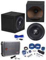 Rockville W12K6D2 V2 12" 2400w Car Subwoofer+Sealed Box+Mono Amplifier+Amp Kit